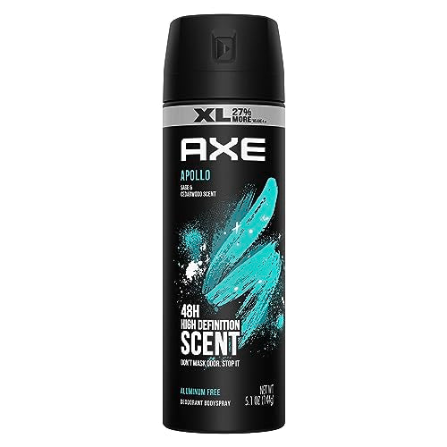 Axe Apollo Deodorant Body Spray For Men 48H Odor Protection Sage & Cedarwood Aluminum Free Body Spray Deodorant 5.1oz