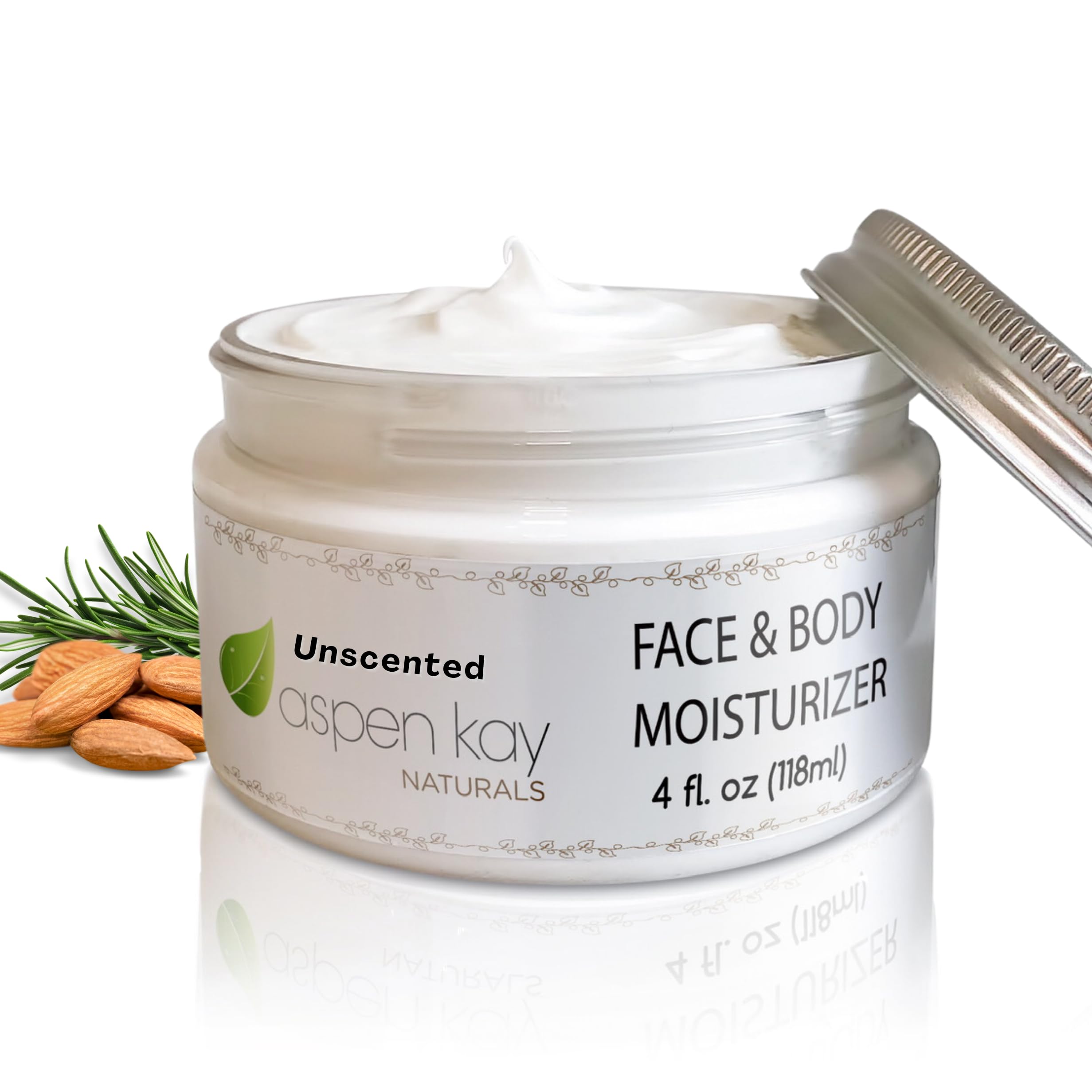 Aspen Kay Naturals Face & Body Moisturizer | Deep Moisturizing Face Cream for Dry Sensitive Skin | Light Non-Greasy & Fast Absorbing | Natural Face Moisturizer for Women | Unscented 4 Fl Oz