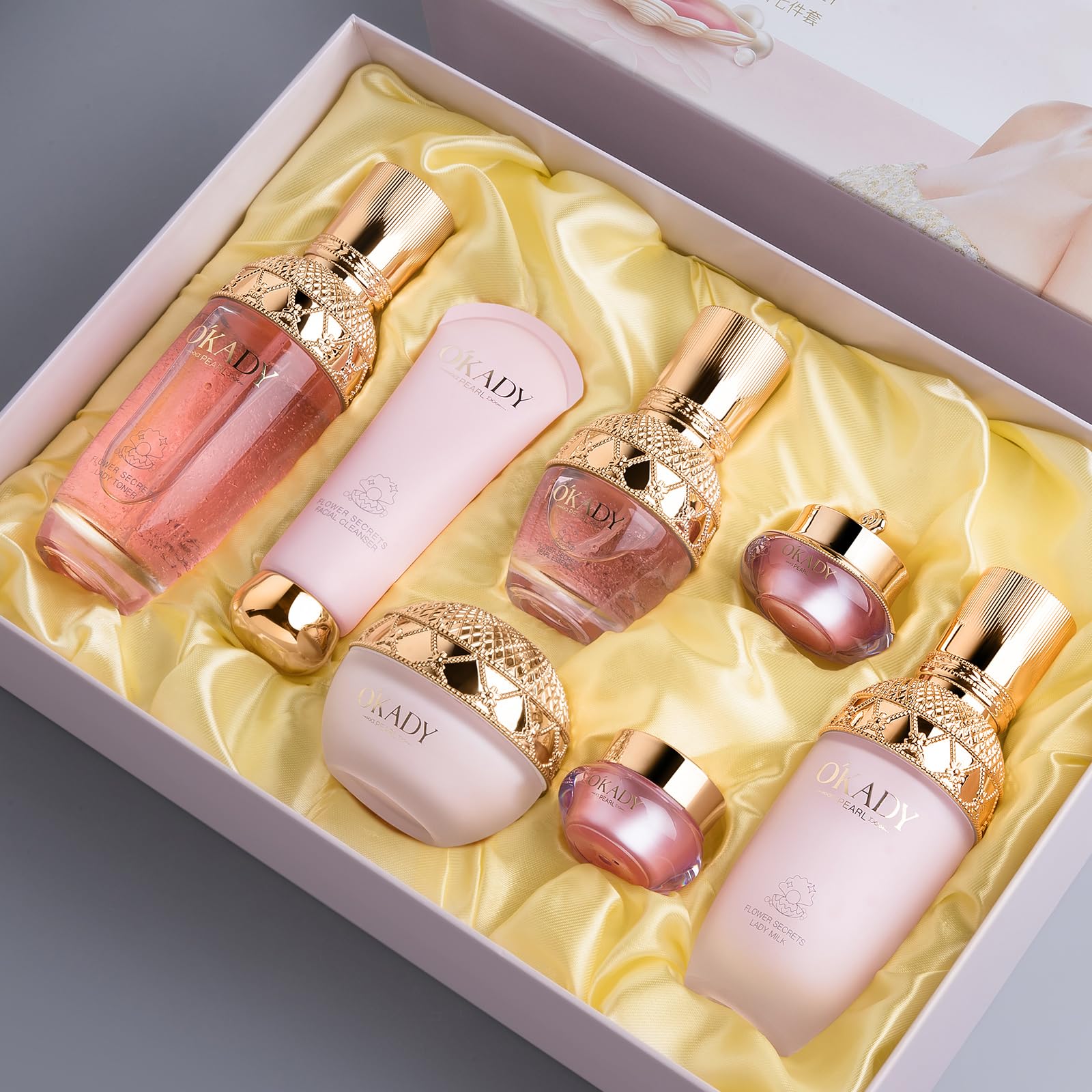 AESTHTANY FLOWER SECRET PURE PEARL LADY SKIN CARE SET (FLOWER SECRET Seven-piece set)